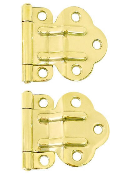 Solid-Brass McDougal Offset Cabinet Hinges - 1 3/4 inch x 2 inch in Un-Lacquered Brass.